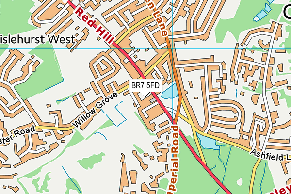 BR7 5FD map - OS VectorMap District (Ordnance Survey)