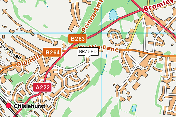 Chislehurst & West Kent Cricket Club map (BR7 5HD) - OS VectorMap District (Ordnance Survey)