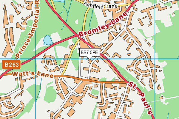 BR7 5PE map - OS VectorMap District (Ordnance Survey)