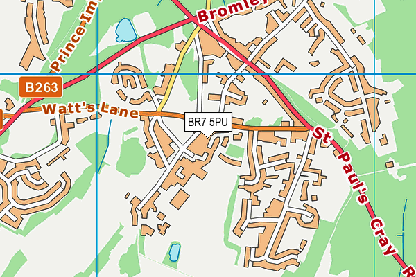 BR7 5PU map - OS VectorMap District (Ordnance Survey)