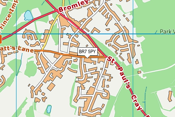 BR7 5PY map - OS VectorMap District (Ordnance Survey)