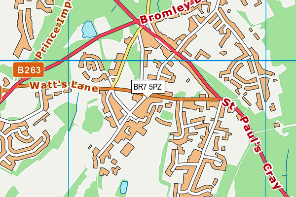 BR7 5PZ map - OS VectorMap District (Ordnance Survey)