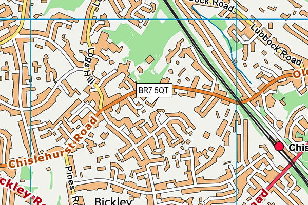 BR7 5QT map - OS VectorMap District (Ordnance Survey)