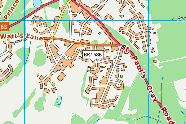 BR7 5SB map - OS VectorMap District (Ordnance Survey)