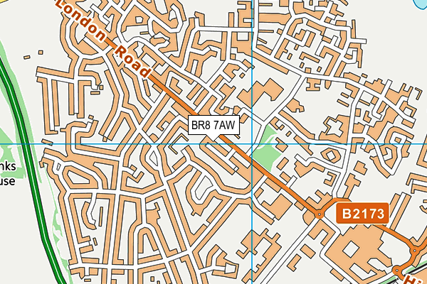BR8 7AW map - OS VectorMap District (Ordnance Survey)