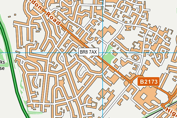 BR8 7AX map - OS VectorMap District (Ordnance Survey)