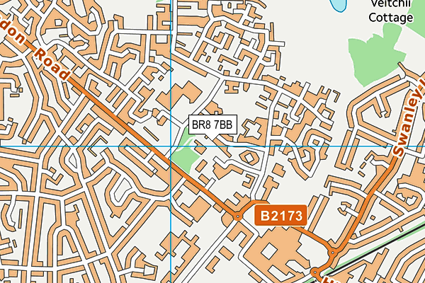 BR8 7BB map - OS VectorMap District (Ordnance Survey)