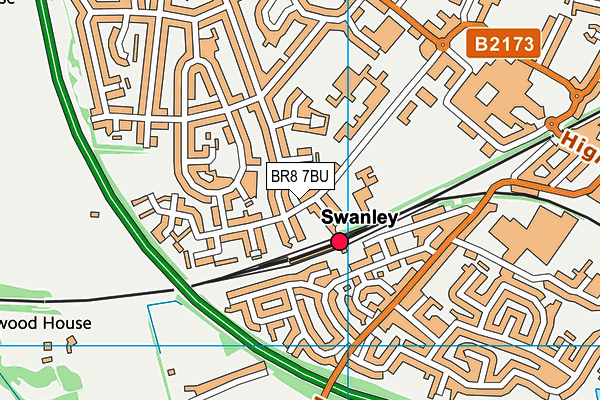 BR8 7BU map - OS VectorMap District (Ordnance Survey)