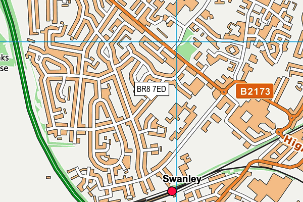 BR8 7ED map - OS VectorMap District (Ordnance Survey)