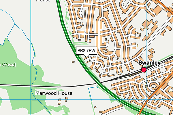 BR8 7EW map - OS VectorMap District (Ordnance Survey)