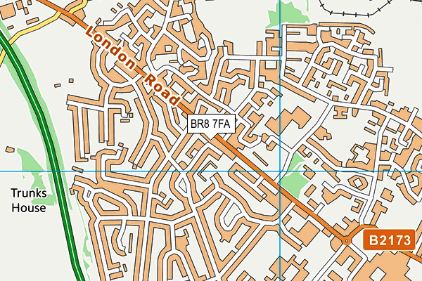 BR8 7FA map - OS VectorMap District (Ordnance Survey)