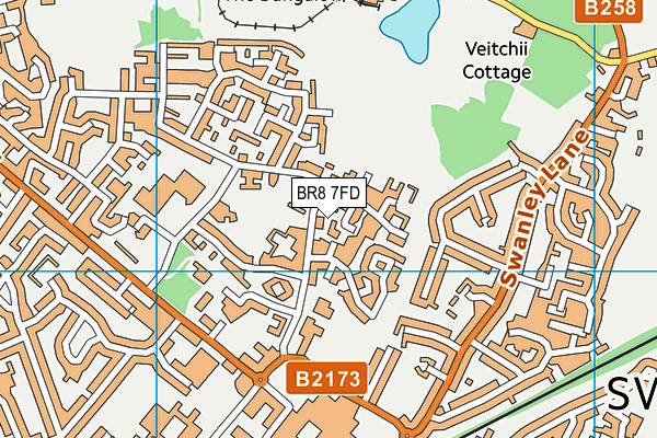BR8 7FD map - OS VectorMap District (Ordnance Survey)