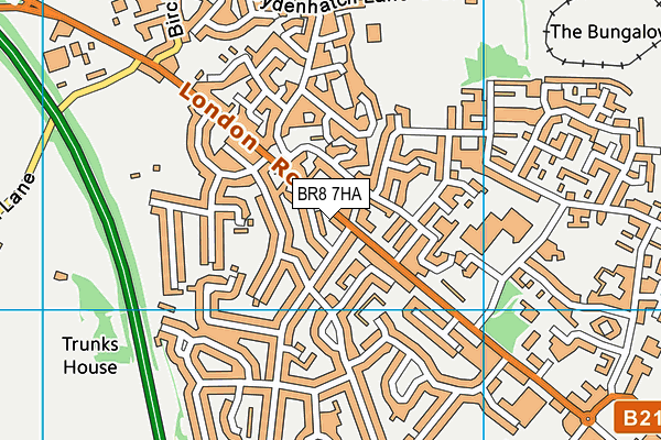 BR8 7HA map - OS VectorMap District (Ordnance Survey)