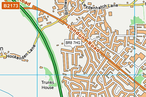 BR8 7HG map - OS VectorMap District (Ordnance Survey)