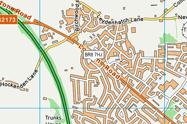 BR8 7HJ map - OS VectorMap District (Ordnance Survey)