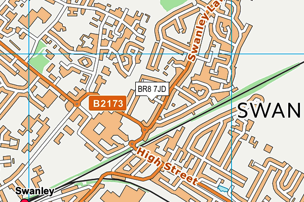 BR8 7JD map - OS VectorMap District (Ordnance Survey)