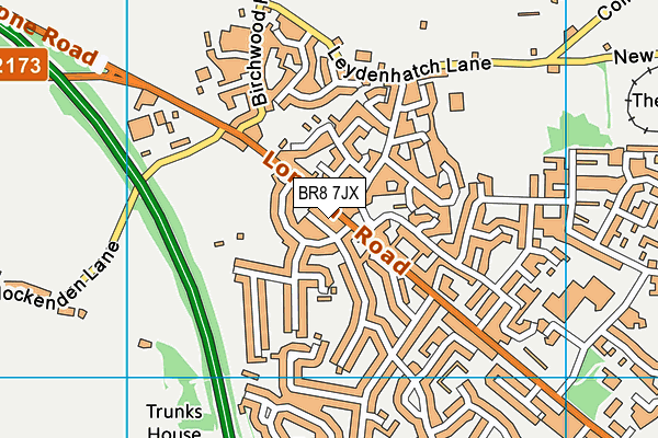 BR8 7JX map - OS VectorMap District (Ordnance Survey)