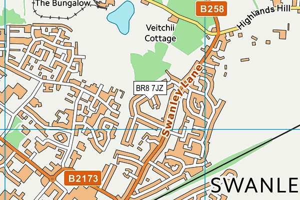 BR8 7JZ map - OS VectorMap District (Ordnance Survey)
