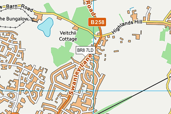 BR8 7LD map - OS VectorMap District (Ordnance Survey)