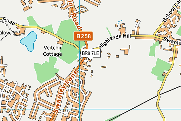 BR8 7LE map - OS VectorMap District (Ordnance Survey)