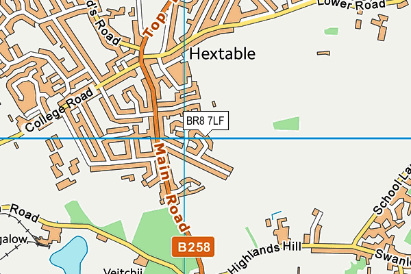 BR8 7LF map - OS VectorMap District (Ordnance Survey)