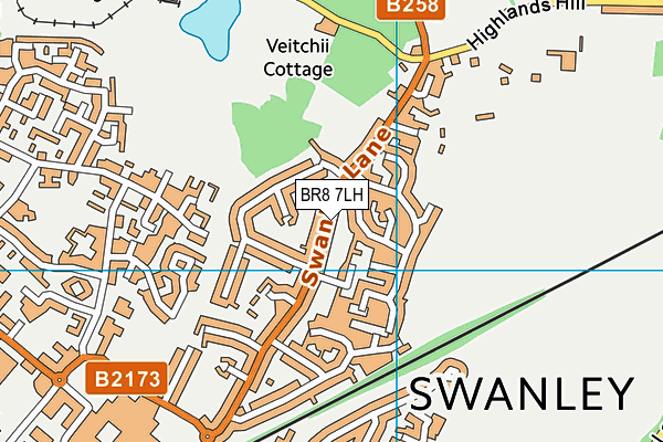 BR8 7LH map - OS VectorMap District (Ordnance Survey)