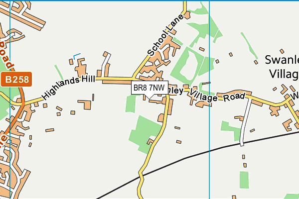 BR8 7NW map - OS VectorMap District (Ordnance Survey)