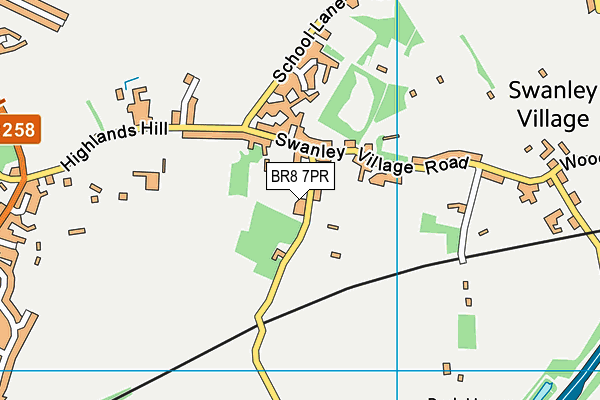 BR8 7PR map - OS VectorMap District (Ordnance Survey)