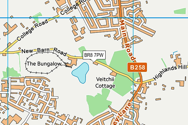 BR8 7PW map - OS VectorMap District (Ordnance Survey)