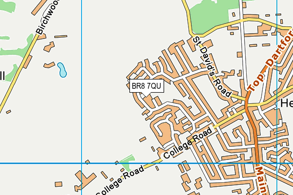 BR8 7QU map - OS VectorMap District (Ordnance Survey)