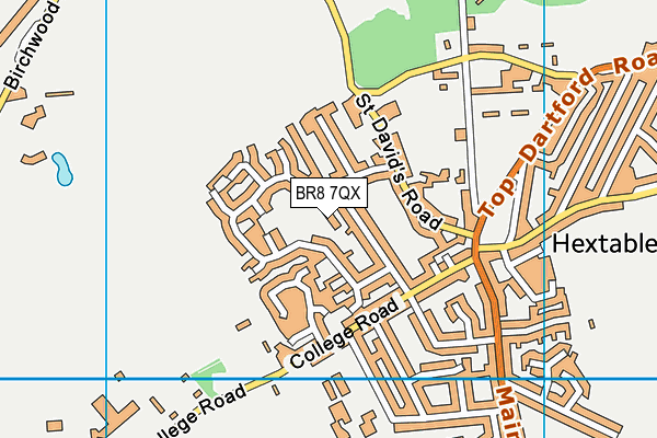 BR8 7QX map - OS VectorMap District (Ordnance Survey)