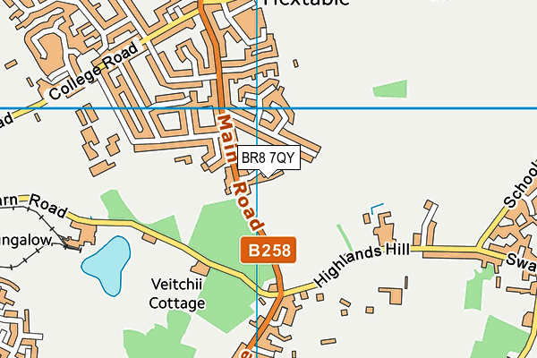 BR8 7QY map - OS VectorMap District (Ordnance Survey)