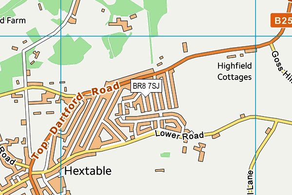 BR8 7SJ map - OS VectorMap District (Ordnance Survey)