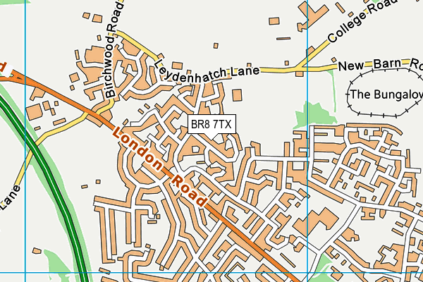 BR8 7TX map - OS VectorMap District (Ordnance Survey)