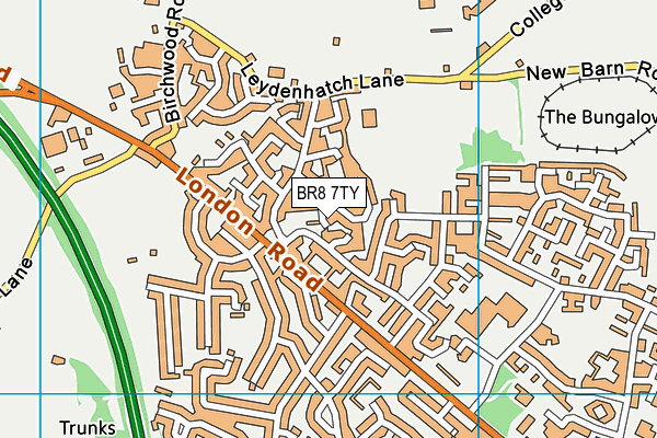 BR8 7TY map - OS VectorMap District (Ordnance Survey)