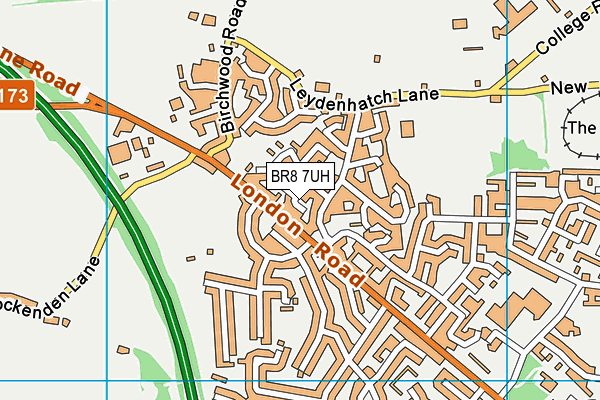 BR8 7UH map - OS VectorMap District (Ordnance Survey)