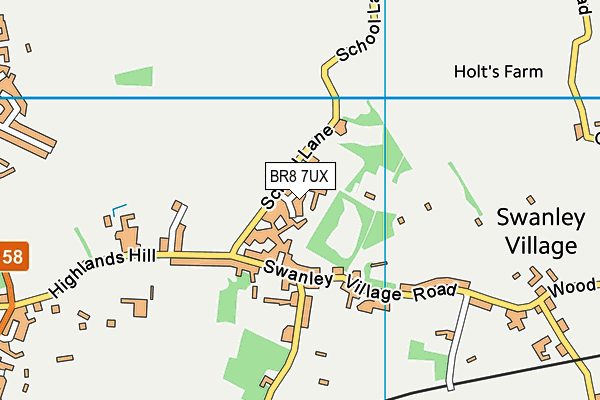 BR8 7UX map - OS VectorMap District (Ordnance Survey)