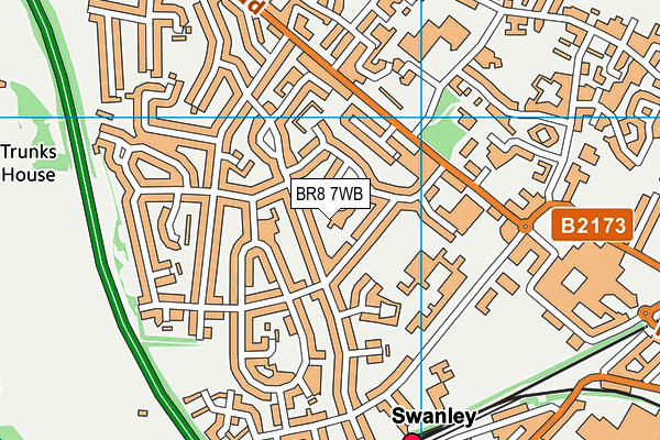 BR8 7WB map - OS VectorMap District (Ordnance Survey)