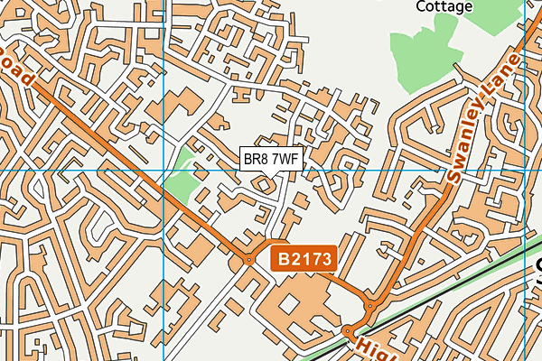 BR8 7WF map - OS VectorMap District (Ordnance Survey)