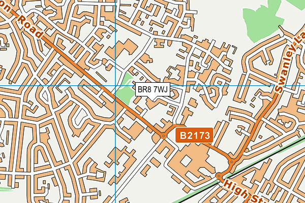 BR8 7WJ map - OS VectorMap District (Ordnance Survey)