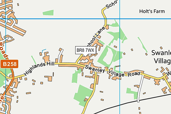 BR8 7WX map - OS VectorMap District (Ordnance Survey)