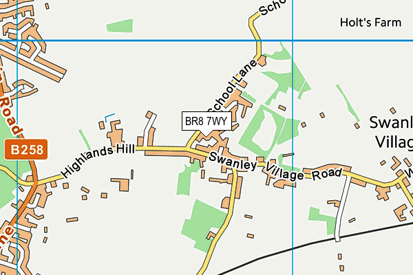 BR8 7WY map - OS VectorMap District (Ordnance Survey)