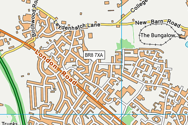 BR8 7XA map - OS VectorMap District (Ordnance Survey)
