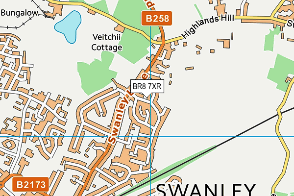BR8 7XR map - OS VectorMap District (Ordnance Survey)