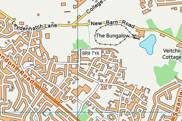 BR8 7YA map - OS VectorMap District (Ordnance Survey)