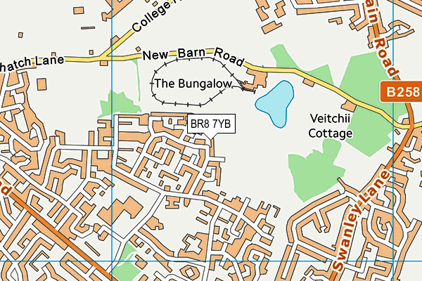 BR8 7YB map - OS VectorMap District (Ordnance Survey)