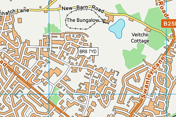 BR8 7YD map - OS VectorMap District (Ordnance Survey)
