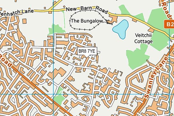 BR8 7YE map - OS VectorMap District (Ordnance Survey)