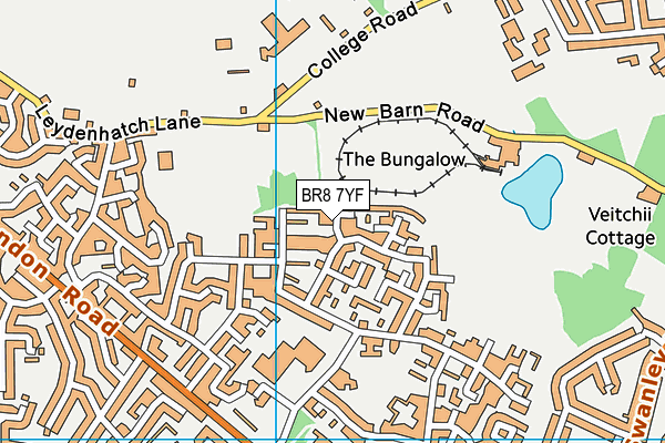 BR8 7YF map - OS VectorMap District (Ordnance Survey)