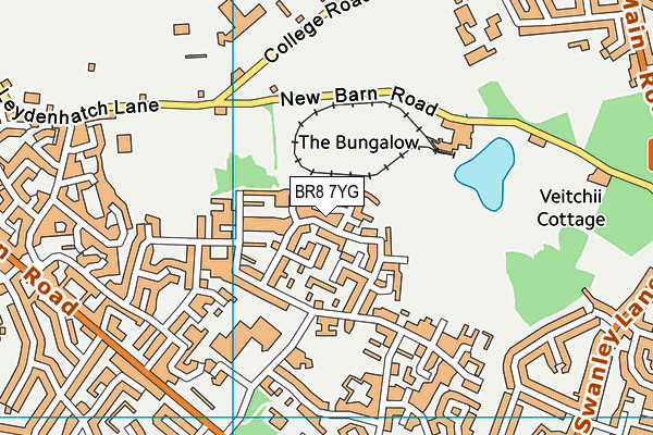BR8 7YG map - OS VectorMap District (Ordnance Survey)